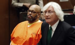 Marion Hugh "Suge" Knight, Thomas Mesereau<br>FILE - In this Tuesday, July 7, 2015 photo, Marion Hugh "Suge" Knight, left, sits with his attorney Thomas Mesereau, in Los Angeles Superior  Court, during a hearing in a murder case filed against the Death Row Records co-founder. Mesereau states in a court filing released Wednesday, July 8, 2015, that new video of a January 2015 confrontation that ended with Knight running over two men, killing one, shows there were multiple armed men and his client was fleeing an attacker who had a handgun. (Patrick T. Fallon/Pool Photo via AP, File)