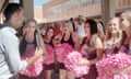 Paul Lewis talking to cheerleaders in Arizona