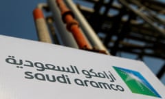 A Saudi Aramco sign is pictured at an oil facility in Abqaiq, Saudi Arabia