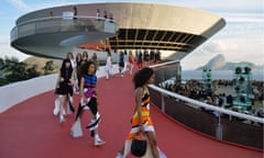 Louis Vuitton models descend the catwalk at the Mac Niterói art gallery in Rio de Janeiro on Saturday.