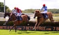 Nathan Moscrop (right) leads Lord Springfield to victory at Southwell last Sunday.