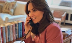 The Duchess of Cambridge pictured with books while speaking to Place2Be CEO Catherine Roche in March 2020.