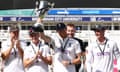 England's captain, Ben Stokes, holds aloft the series trophy after they won the third Test against West Indies at Edgbaston.
