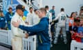 Joe Root and Steve Smith shake hands after the series.