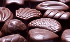 a tray of assorted chocolates in various shapes