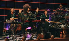 The Late Late Show with James Corden<br>LOS ANGELES - SEPTEMBER 30: The Late Late Show with James Corden airing Thursday, September 30, 2021, with guests Beth Behrs and Andy Serkis. Pictured with: Tim Young, Reggie Watts, Hagar Ben Ari, Guillermo Brown. (Photo by Terence Patrick/CBS via Getty Images)