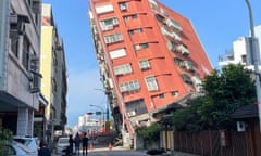 A damaged building in Hualien, after a major earthquake hit Taiwan's east.