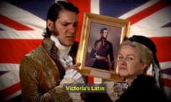 Mathew Baynton as footman and Sarah Hadland as Queen Victoria in Horrible Histories