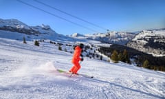 Skier on the slopes above Flaine.