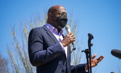 March In Solidarity With Asian Community Held In Aftermath Atlanta Killings<br>ATLANTA, GA - MARCH 20: Sen. Raphael Warnock (D-GA) speaks to a group of demonstrators gathered in Atlanta to show support for Asian and Pacific Islander communities on March 20, 2021 in Atlanta, Georgia. Demonstrations have taken place across the United States after a series of shootings at three spas, on Tuesday, in the Atlanta area left eight people dead, six of whom were Asian women. (Photo by Megan Varner/Getty Images)