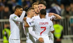 Kosovo v England, UEFA European 2020 Qualifier - 17 Nov 2019<br>Editorial use only
Mandatory Credit: Photo by Nigel Keene/ProSports/REX/Shutterstock (10477488br)
Goal England forward Mason Mount scores 0-4 and celebrates with team mates during the UEFA European 2020 Qualifier match between Kosovo and England at the Fadil Vokrri Stadium, Pristina
Kosovo v England, UEFA European 2020 Qualifier - 17 Nov 2019