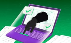 Illustration showing a hand emerging from computer screen