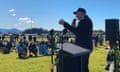 Speaking at an anti-renewables rally at Lake Illawarra south of Sydney on Sunday, Joyce compared ballot papers with bullets and urged the crowd to 'load that magazine' at the voting booth 