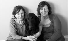 Nina Stibbe, left, with her sister Vic and Crystal the dog