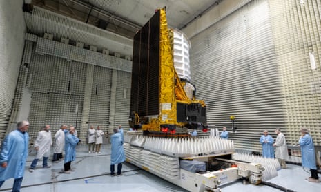 Scientists prepare Euclid in France before it is taken to its launch site.