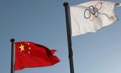 China and Olympic flags