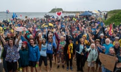 Rising Tide protesters at the Newcastle harbour blockade on Saturday.