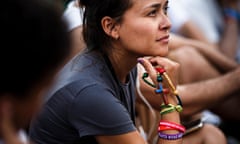 Catholics Gather For Pope Visit And World Youth Day<br>KRAKOW, POLAND - JULY 26: A woman holds a cross while she prays during the holy mass opening ceremony in the Błonia Park on July 26, 2016 in Krakow, Poland. During the week of World Youth Day will be a complete cultural agenda in addition and the participation of Pope Francis after his arrival tomorrow.(Photo by Carsten Koall/Getty Images)