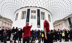 BActivists from the pressure group BP or not BP protest in the Great Court of the British Museum.