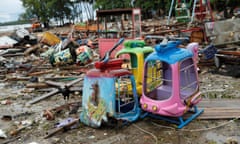 Debris and damaged property is seen after a tsunami, in Sumur<br>Debris and remains of a destroyed amusement park are seen after a tsunami, in Sumur, Banten province, Indonesia, December 26, 2018. REUTERS/Jorge Silva