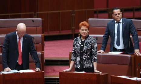 Pauline Hanson’s ‘It’s OK to be white’ motion narrowly defeated in Senate – video