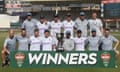 England's squad pose with the trophy after securing a 3-0 series win in Karachi