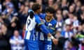 Brighton's Kaoru Mitoma celebrates scoring.