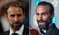 Gareth Southgate, left, and Joseph Fiennes, right.