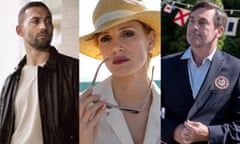 Dali Benssalah in Athena, Jessica Chastain in The Forgiven, Jon Hamm in Confess Fletch.