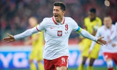 Robert Lewandowski after his second-half penalty gave Poland the lead over Sweden in their World Cup playoff