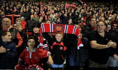 Soccer - Emirates FA Cup - First Round - FC United of Manchester v Chesterfield - Broadhurst Park<br>A general view of FC United of Manchester fans in the stands