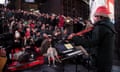 January Midnight Moment Concert For Dogs: Heart Of A Dog By Laurie Anderson<br>NEW YORK, NY - JANUARY 04: Laurie Anderson performs at the January Midnight Moment concert for dogs: Heart Of a Dog by Laurie Anderson at Duffy Square on January 4, 2016 in New York City. (Photo by Noam Galai/Getty Images)