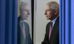 Dr Anthony Fauci at the White House’s press briefing room in April 2020. 