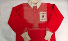 Old red football shirt worn by John Charles