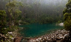 The crystal clear waters of the Disappearing Tarn located at Kunanyi/Mount Wellington, Tasmania, Australia