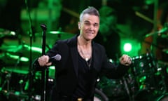 Robbie Williams performing in Hamburg, Germany on 15 November.