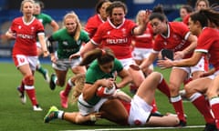 Sene Naoupu of Ireland scores a try.