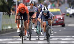 Lizzie Deignan crosses the finish line in Nice marginally ahead of Marianne Vos to win the sixth edition of La Course by Le Tour de France.