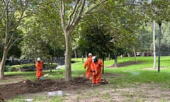 Mulch removal underway at Harmony Park Monday 4th March 2024. Sydney. Australia