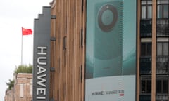 A screen advertises the new Mate 60 smartphone on a Huawei store in Shanghai.