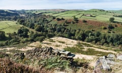 A view across Bretton Clough to Abney Low in the Peak District national park, Derbyshire.