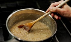 Sticky situation ... preparing porridge. 