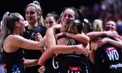 The New Zealand Silver Ferns celebrate after winning the Netball World Cup final in Liverpool, after a nail-biting match.