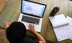 A child doing schoolwork at home