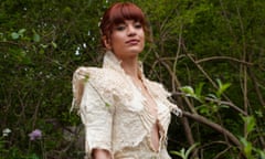 Model at the Chelsea flower show in sustainable dress created by Zena Holloway