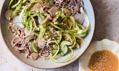 Ravinder Bhogal's asparagus with soba noodles and miso dressing.