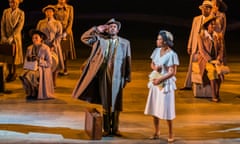 Stiff-backed pride in the face of prejudice ... Gershwyn Eustache Jr as Gilbert and Leah Harvey as Hortense in Small Island.