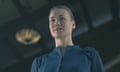 This image released by Hulu shows Yvonne Strahovski in a scene from “The Handmaid’s Tale.” Strahovski was nominated Thursday for an Emmy for outstanding supporting actress in a drama series. The 70th Emmy Awards will be held on Monday, Sept. 17. (George Kraychyk/Hulu via AP)