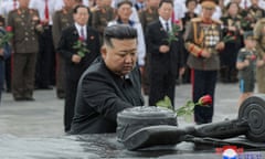 Korean leader Kim Jong-un visits the Fatherland Liberation War Martyrs Cemetery.