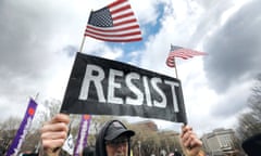 A protestor participates in a demonstration in Washington against the Dakota Access and Keystone XL pipelines. 